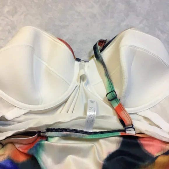 New! Swim by Cacique Tankini Top 40D Tie Dye Light Lined Plunge Underwired - Picture 13 of 16